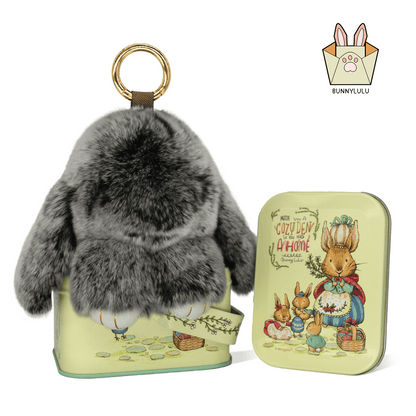 Handmade Plush Bunny Keychain with Metal Tin Box, Gift Options for Birthday Easter