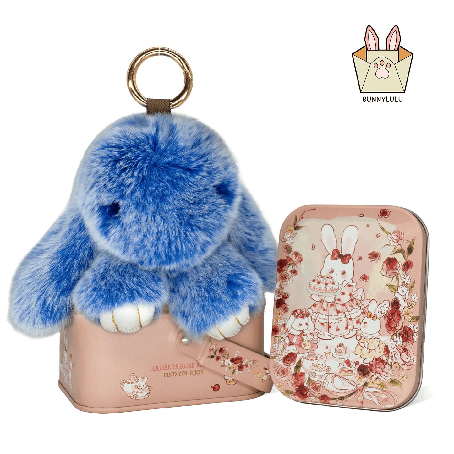 Handmade Plush Bunny Keychain with Metal Tin Box, Gift Options for Birthday Easter