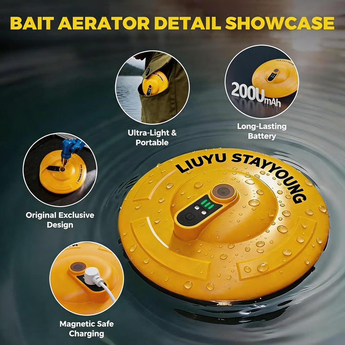 🏆Flash Sale⚡ 50K+ SOLD!IPX7 Floating & Rechargeable Bait Bucket Aerator