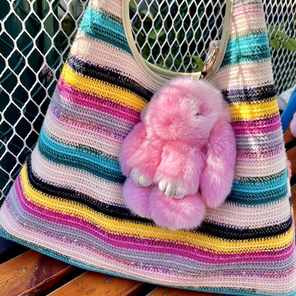 Handmade Plush Bunny Keychain with Metal Tin Box, Gift Options for Birthday Easter