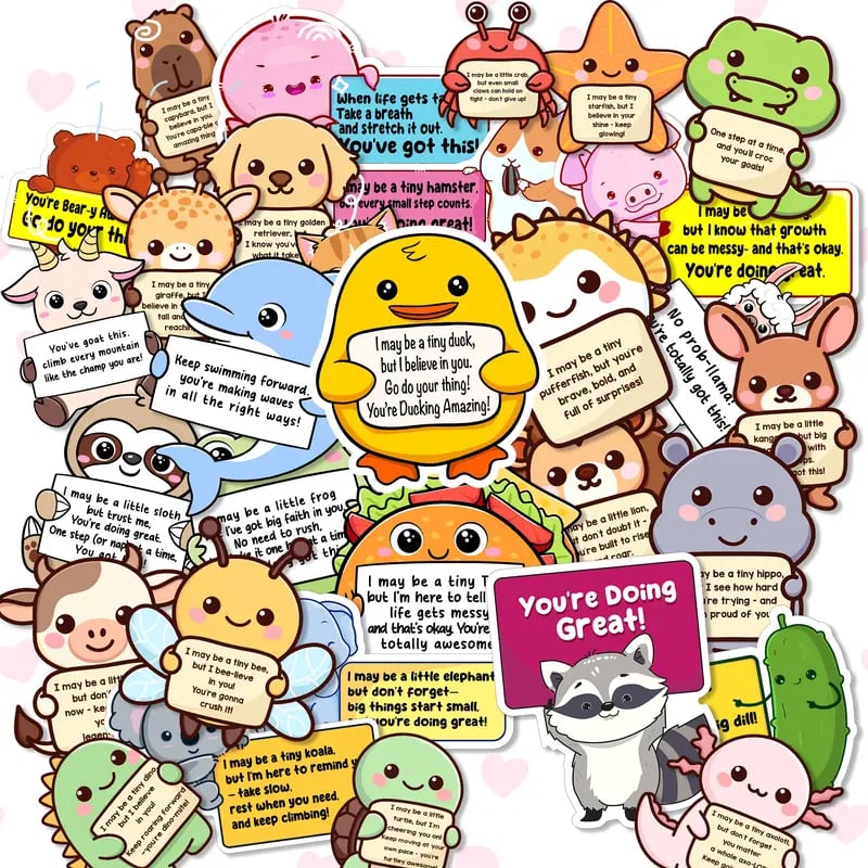 😻Positive Emotional Support Buddies Stickers – 🤗Inspirational, Waterproof & No Residue💕