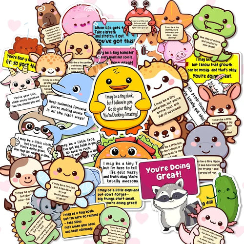 😻Positive Emotional Support Buddies Stickers – 🤗Inspirational, Waterproof & No Residue💕