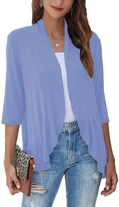 Women's Casual Lightweight Open Front 3/4 Sleeve Cardigans (🔥Same as in the video)