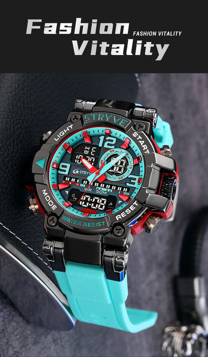 🔥Colourful Men's Digital Sports Waterproof Dual-Screen Electronic Watch