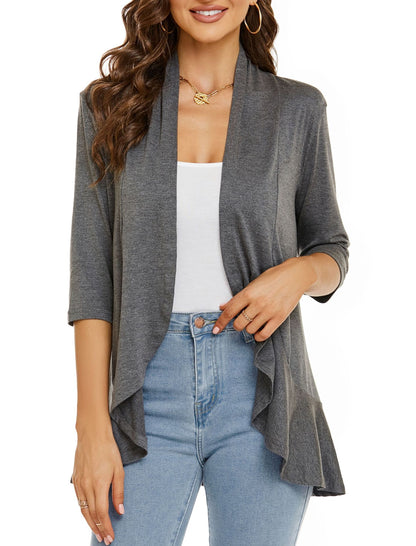 Women's Casual Lightweight Open Front 3/4 Sleeve Cardigans (🔥Same as in the video)