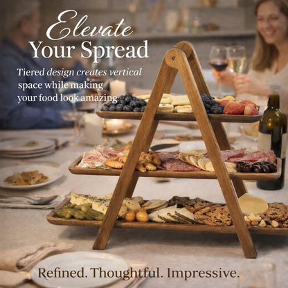 ✨ 3-Tier Wooden Serving Tray Stand