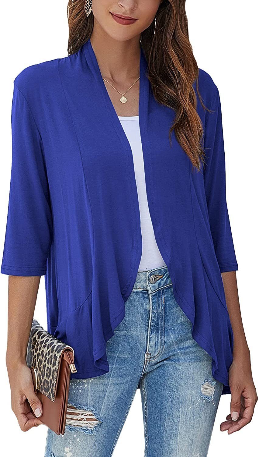 Women's Casual Lightweight Open Front 3/4 Sleeve Cardigans (🔥Same as in the video)