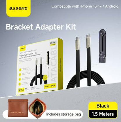 🔥240W Super Fast Charging 360° Rotating Invisible Stand Detachable Two-in-One Charging Cable