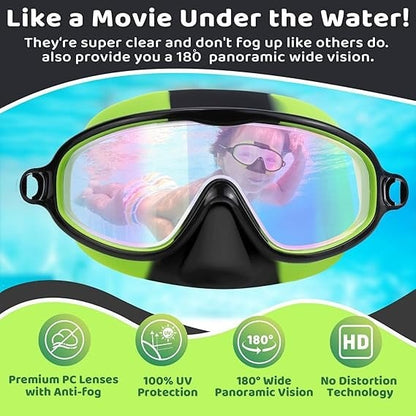 🏊‍♀️ Buy 1 Get 1 Free🏊‍♀️-HD children's large frame waterproof and anti-fog swimming goggles