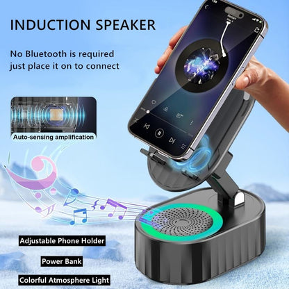 🔥2026 Upgraded Cell Phone Stand with Induction Speaker/Power Bank/Atmosphere Light