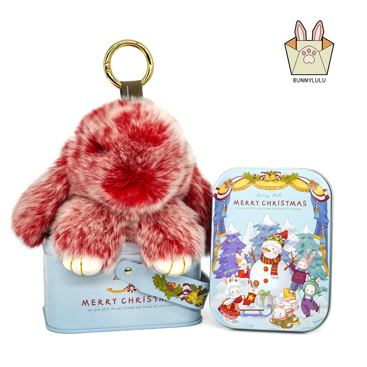 Handmade Plush Bunny Keychain with Metal Tin Box, Gift Options for Birthday Easter