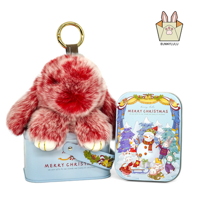 Handmade Plush Bunny Keychain with Metal Tin Box, Gift Options for Birthday Easter