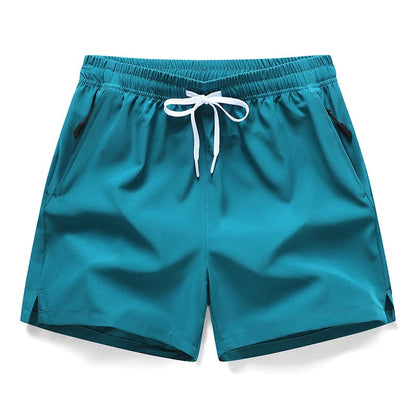 Men's Zipper Pocket Shorts, Regular Fit Casual Drawstring Waist Shorts