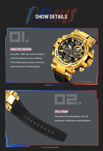 🔥Colourful Men's Digital Sports Waterproof Dual-Screen Electronic Watch
