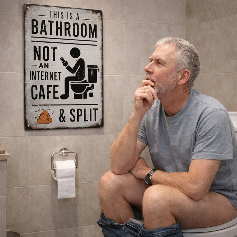 "This Is a Bathroom, Not an Internet Café" Funny Metal Wall Sign 🚽😂