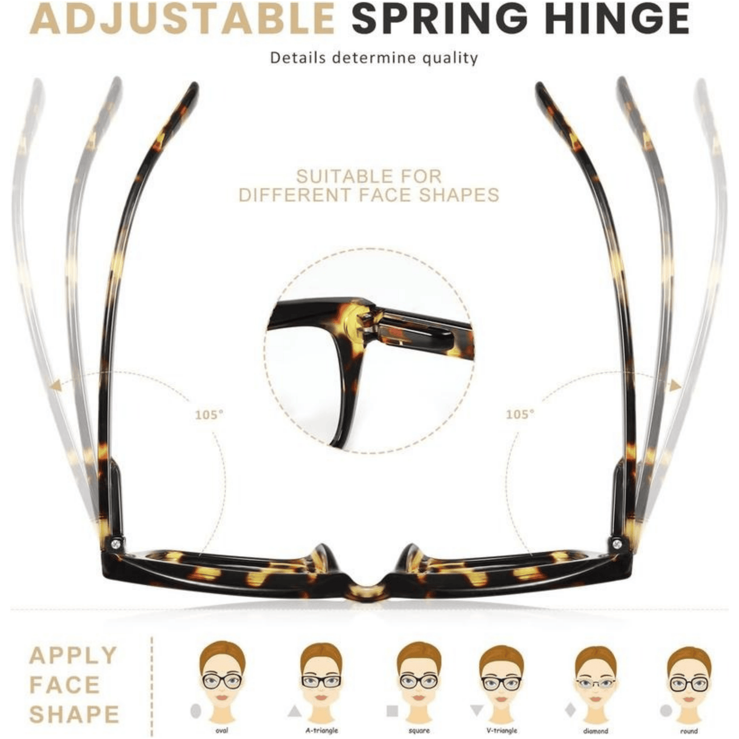 🎁Buy 1 Get 3 Packs✨👓Tortoiseshell Reading Glasses – Blue Light Blocking Oversized Square Readers