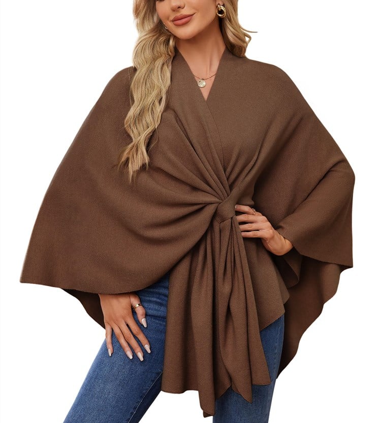 🔥LAST DAY SALE 57% OFF - Elegant Shawl Wraps Soft Open Front Poncho Sweater (30% cashmere)