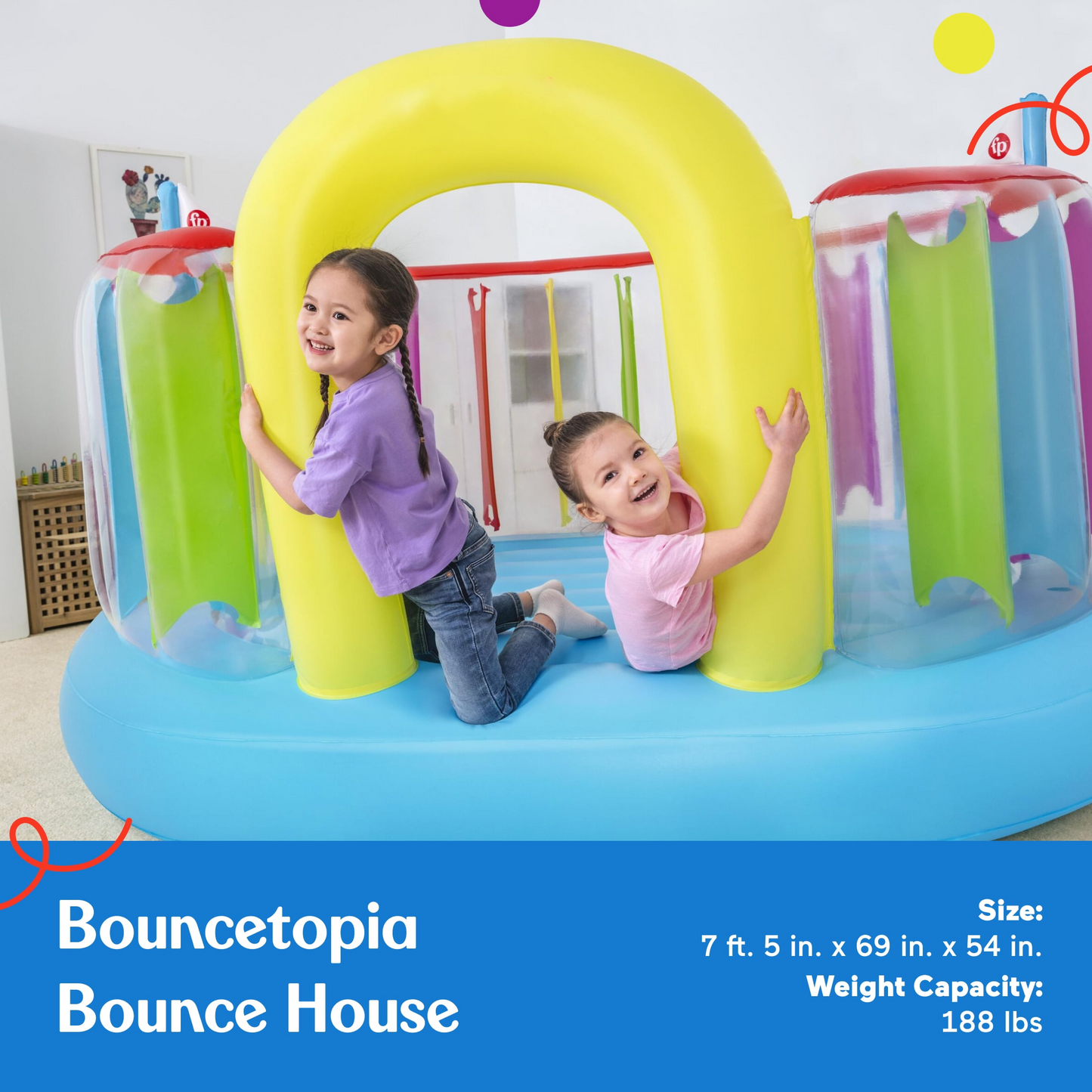🎉Grand Opening – 50% Off!⏰️  Bestway Bouncetopia Multi-Color Child PVC Bouncer with Built-in Pump