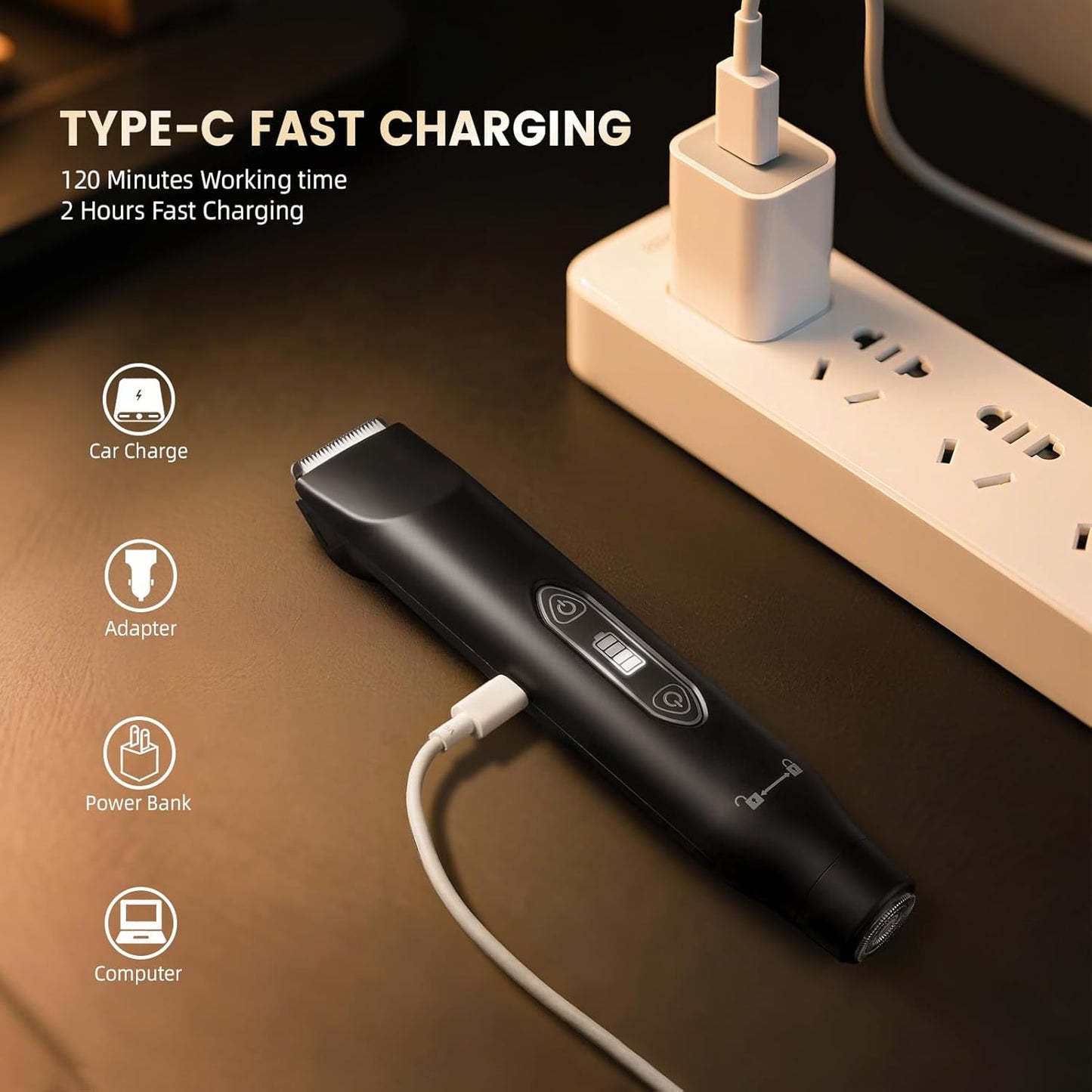 一页Electric Groin Hair Trimmer ,Nose Hair Trimmer, Dual Heads Waterproof Ball Pubic Shaver for Male and Female,Replaceable Ceramic Blade Heads, Wet/Dry Body Razor,Husband Gift