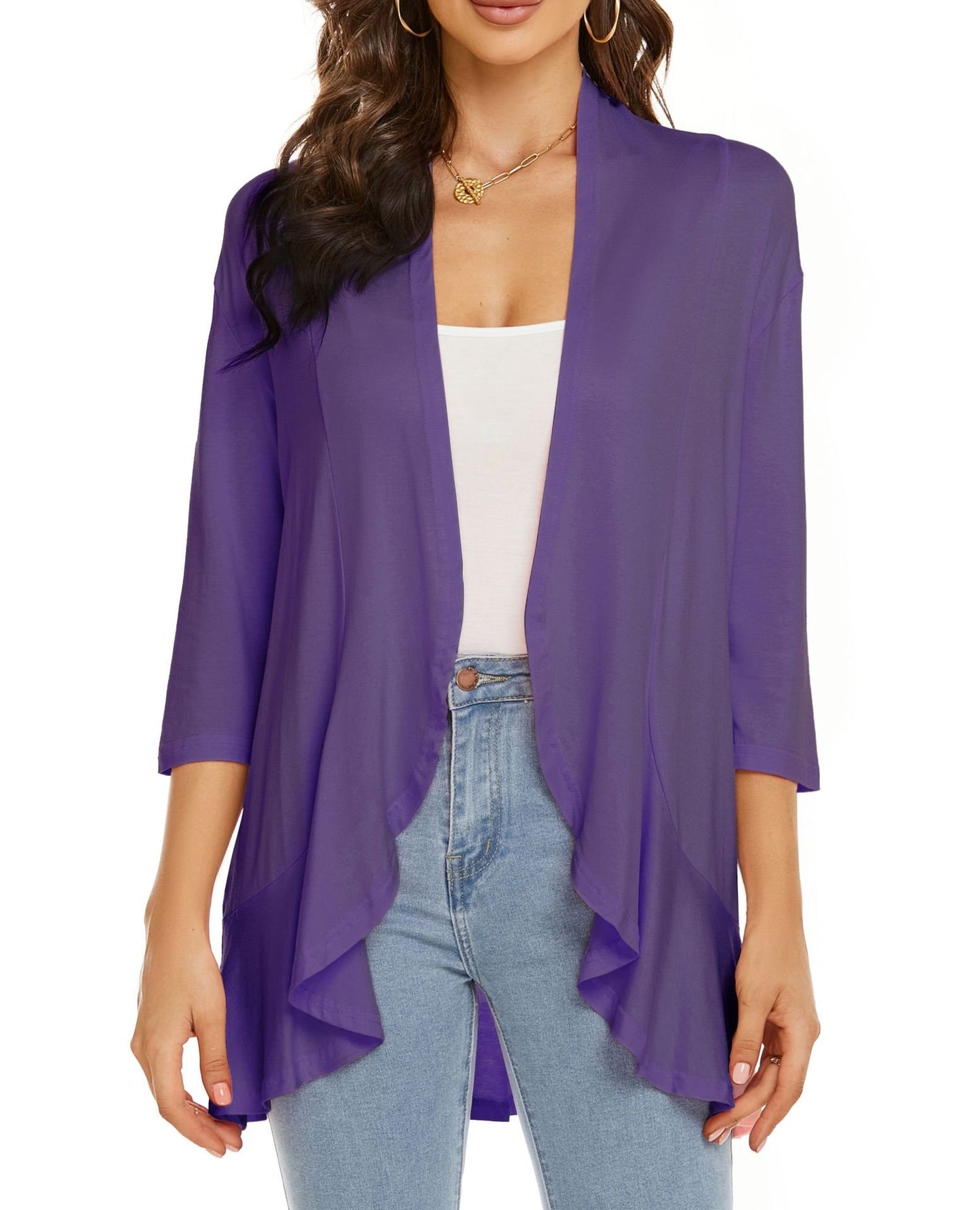 Women's Casual Lightweight Open Front 3/4 Sleeve Cardigans (🔥Same as in the video)