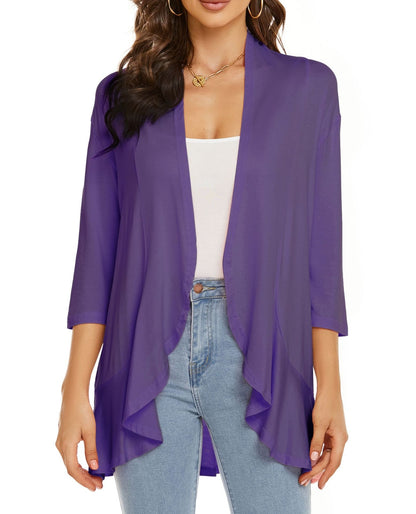 Women's Casual Lightweight Open Front 3/4 Sleeve Cardigans (🔥Same as in the video)