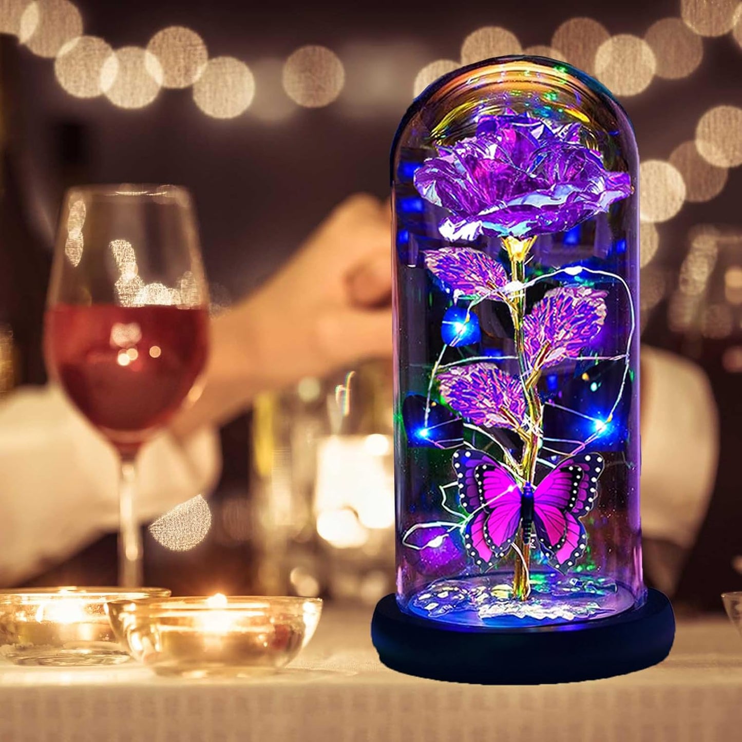 🔥Hot Sale 49%OFF - Eternal Butterfly Rose Glass Dome Display with LED Light Creative Gift