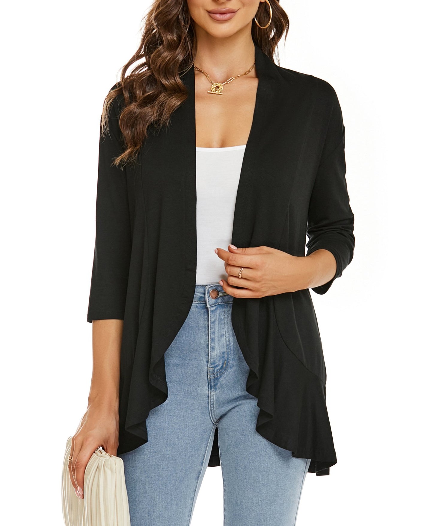 Women's Casual Lightweight Open Front 3/4 Sleeve Cardigans (🔥Same as in the video)
