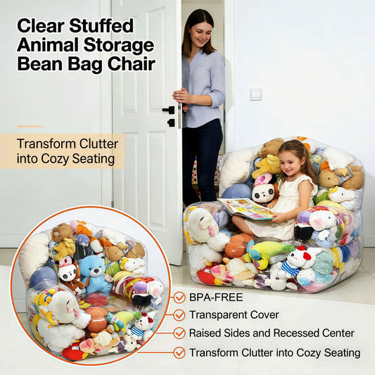Clear Stuffed Animal Storage Bean Bag Chair🧸✨