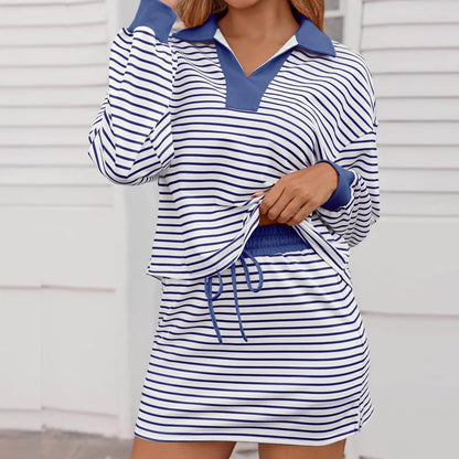 2026 HOT SALE ⚡20K+ SOLD!⚡Women's Striped Two-Piece Mini Skirt Set