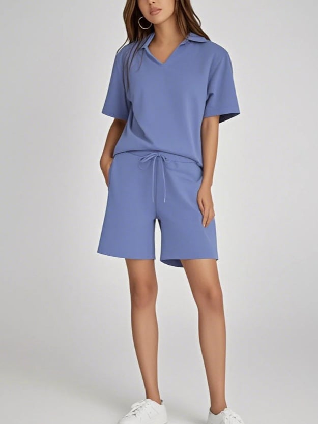 🔥Women's Summer 2-Piece Set - Lightweight & Breezy Short-Sleeve & Shorts Set