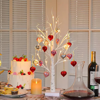 Romantic Heart-Shaped Birch Tree Lamp