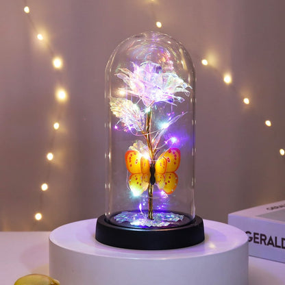 🔥Hot Sale 49%OFF - Eternal Butterfly Rose Glass Dome Display with LED Light Creative Gift