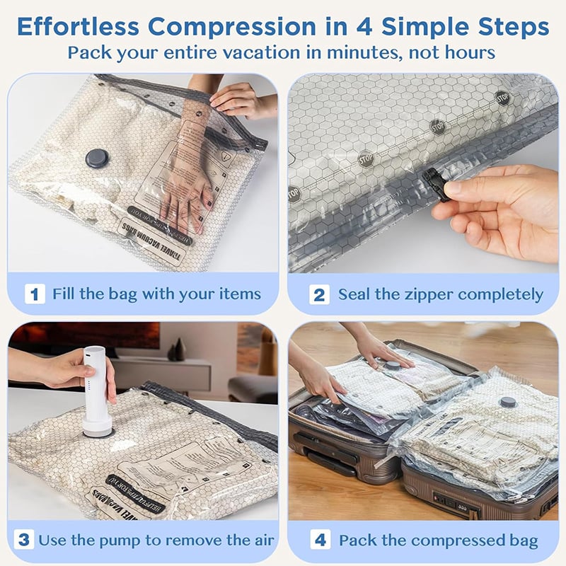 🔥 Cordless Travel Vacuum Storage Compression Bag Set✈️