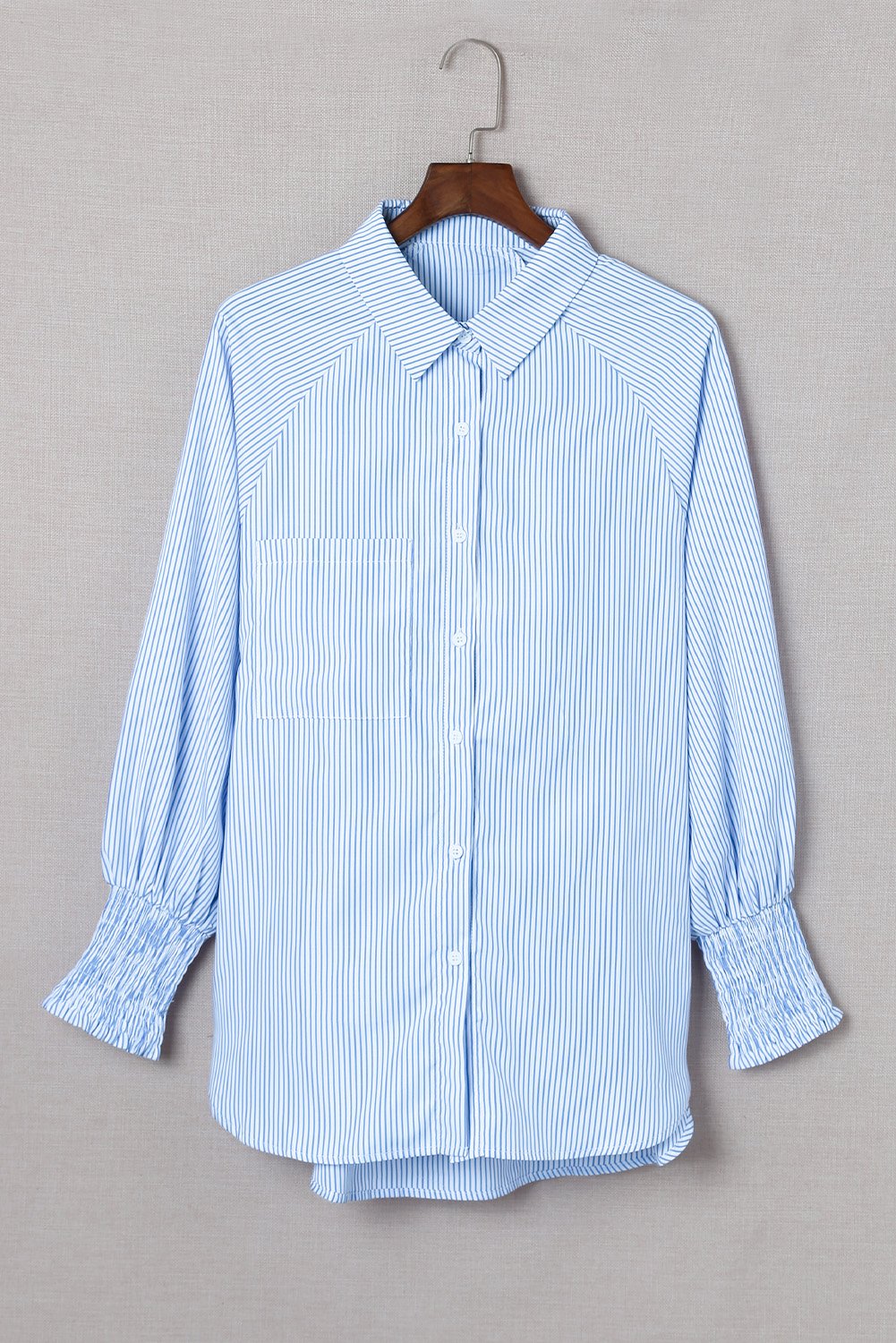 ✨This Week's Special Price $49.99💥Mid-length smocked shirt with striped lapel and oversized drawdown sleeves
