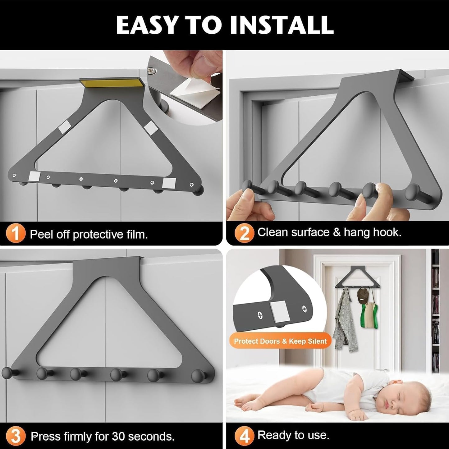 Carbon Steel Over-the-Door Hanger Rack