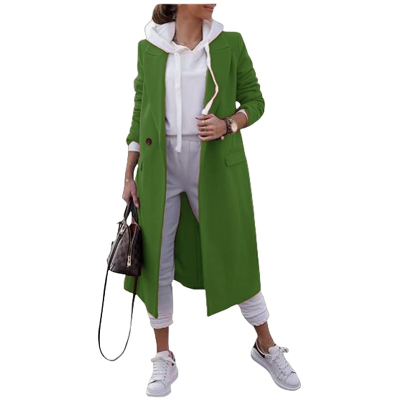 Women's Double Breasted Pea Coat Lapel Wool Blend Long Trench Jacket (🔥Same as in the video)