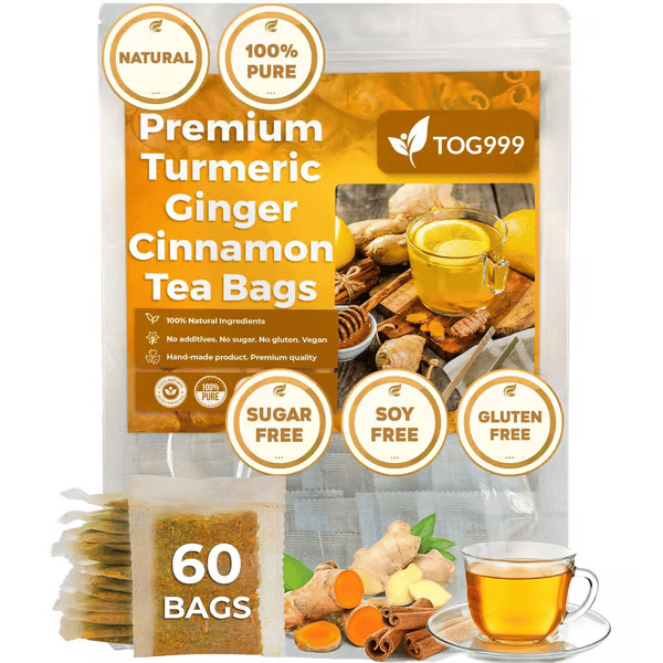🔥Last day clearance💝100% Natural Turmeric Ginger Cinnamon Tea