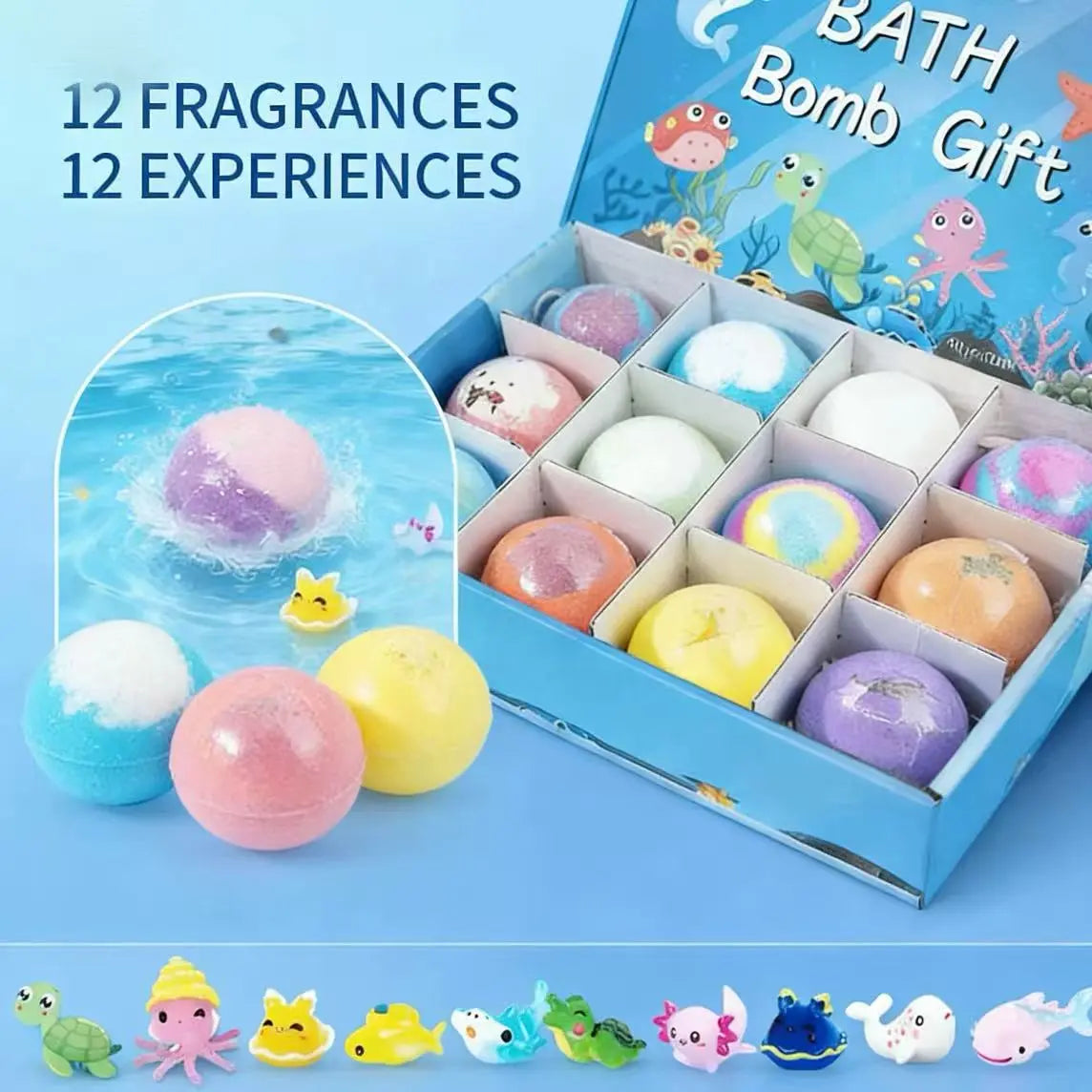 🛁Magical Surprise Bath Bombs for Kids | 12-Pack Gift Set with Hidden Toys✨