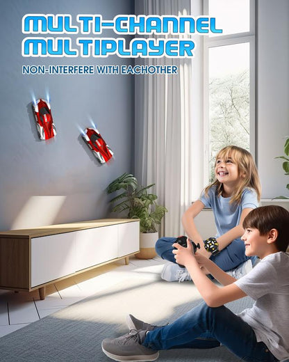 Wall Climbing Car，Electric Remote Toy Racing, with LED Light High-Speed Hobby Toy Vehicle, RC Car Gifts Age 3 4 5 6 7 8 9 Year Old Boys Girls(Red）