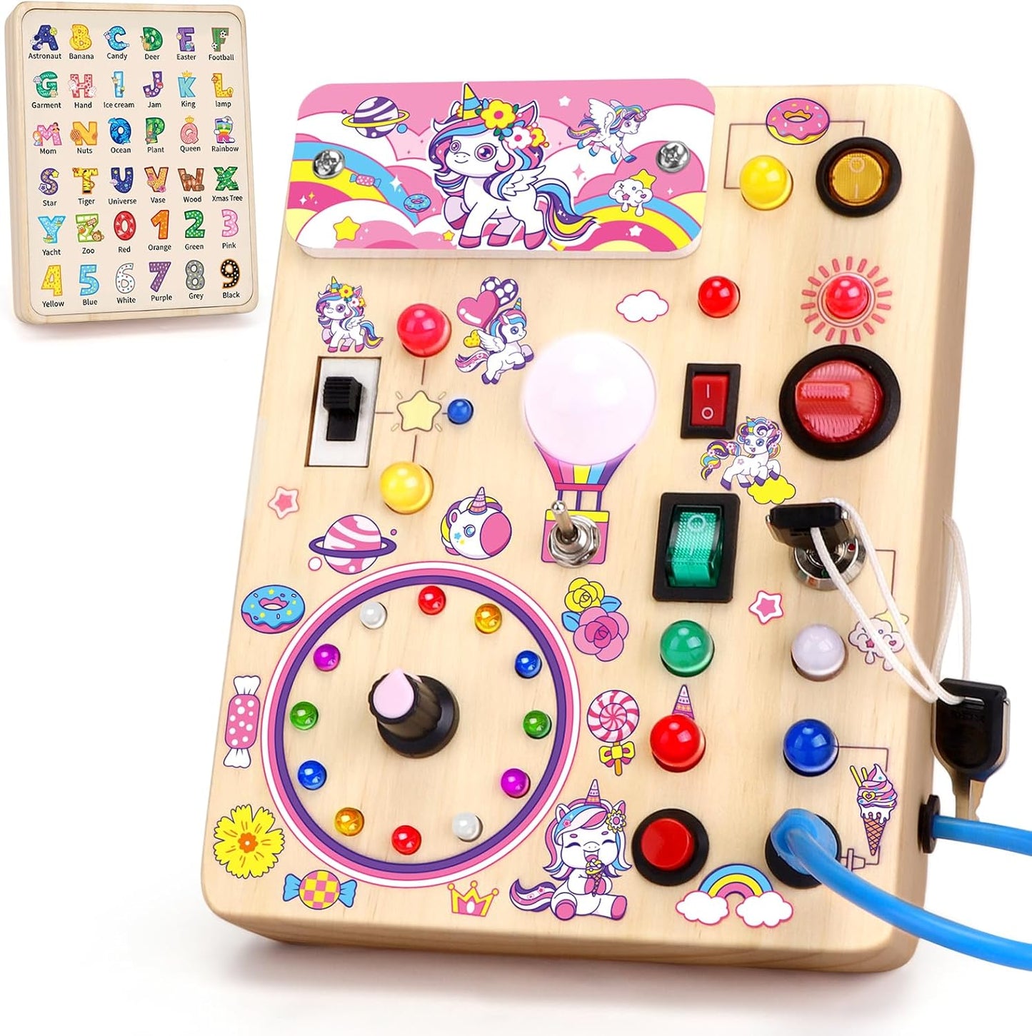 Montessori LED Busy Board | Wooden Sensory Switch Toy 💡