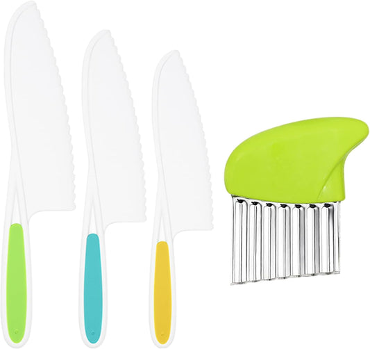 28PCS Toddler Knife Set - Kids Knifes for Real Cooking, Montessori Kids Kitchen Knife Set with Cutting Board Crinkle Cutters Kid Safe Knives, Toddlers Kitchen Tools for Age 2-10 Year Old Girl Boy