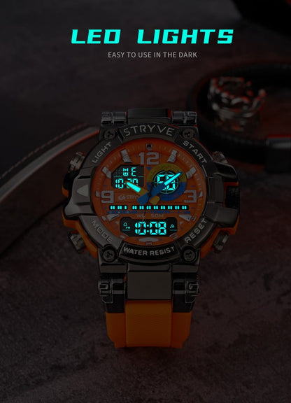 🔥Colourful Men's Digital Sports Waterproof Dual-Screen Electronic Watch