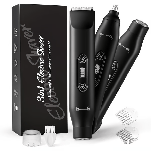 一页Electric Groin Hair Trimmer ,Nose Hair Trimmer, Dual Heads Waterproof Ball Pubic Shaver for Male and Female,Replaceable Ceramic Blade Heads, Wet/Dry Body Razor,Husband Gift