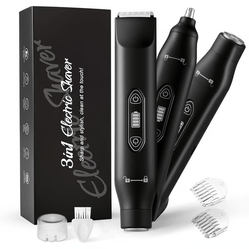 一页Electric Groin Hair Trimmer ,Nose Hair Trimmer, Dual Heads Waterproof Ball Pubic Shaver for Male and Female,Replaceable Ceramic Blade Heads, Wet/Dry Body Razor,Husband Gift