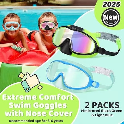 🏊‍♀️ Buy 1 Get 1 Free🏊‍♀️-HD children's large frame waterproof and anti-fog swimming goggles