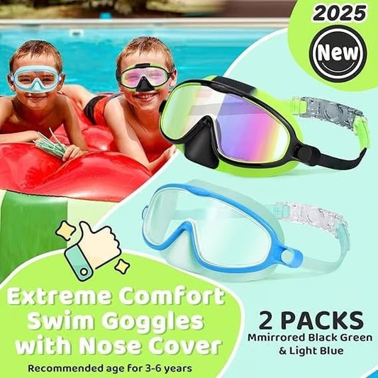 🏊‍♀️ Buy 1 Get 1 Free🏊‍♀️-HD children's large frame waterproof and anti-fog swimming goggles