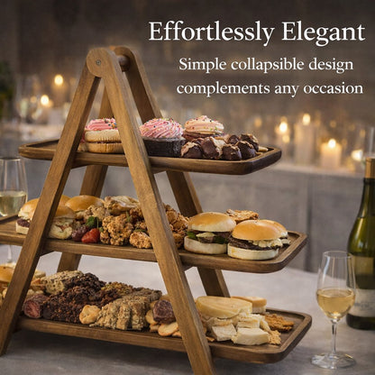 ✨ 3-Tier Wooden Serving Tray Stand