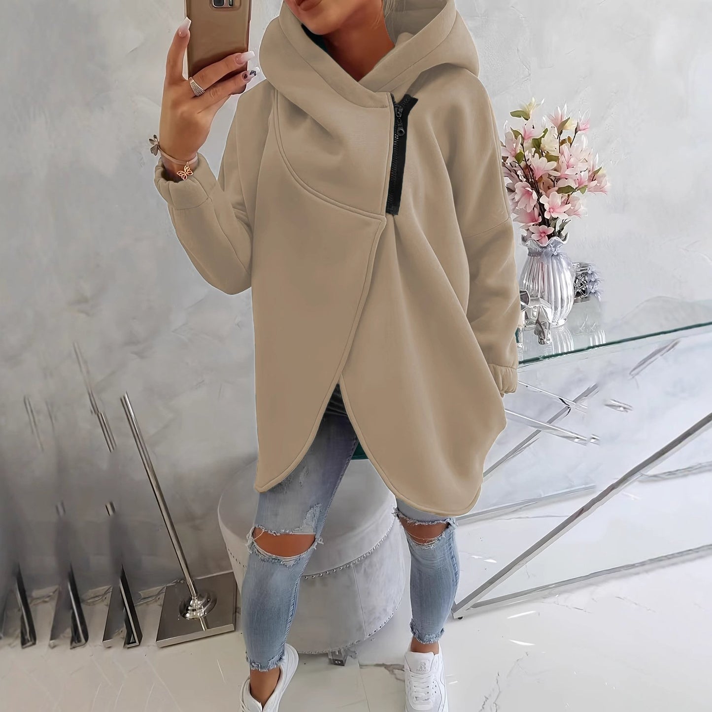 🔥Last Day 60% OFF - Women's Plus Size Hooded Sweatshirt, Half-zip Fashion Design💕 Buy 2 Free Shipping!