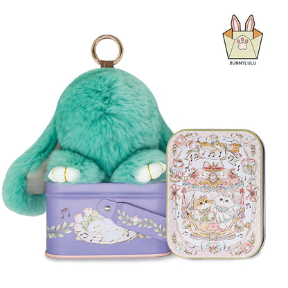 Handmade Plush Bunny Keychain with Metal Tin Box, Gift Options for Birthday Easter