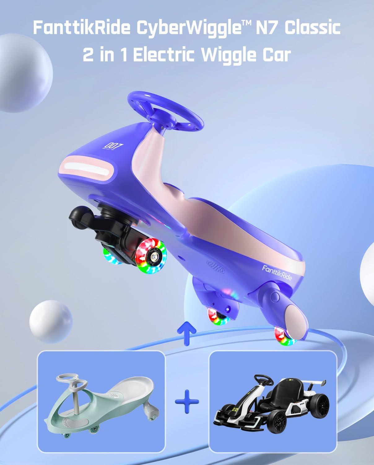 🎉Grand Opening – 50% Off!⏰️ N7 Classic Electric Wiggle Car with Pedal, Rechargeable Battery, Ride on Toys, Swing Car, 2 Speeds, Anti-Rollover, Flashing Light Wheels, Bluetooth, for Ages 3 and Up, 150 Lbs, Pink